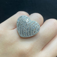 Classic Heart Baguette Statement Diamond Ring 14kt
