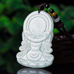 THE VAULT | Natural Myanmar Goddess of Mercy Hand Carved Jadeite Necklace