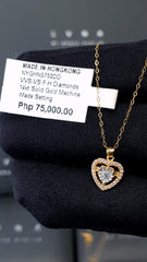 LVNA 선물 | 골든 하트 헤일로 다이아몬드 목걸이 16-18" 18kt 체인