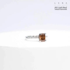 1.14cts VS2 Dark Orange Colored Radiant Cut Diamond Engagement Ring 18kt