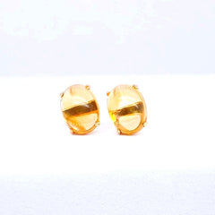 Citrine Cabochon Gemstones Stud Earrings