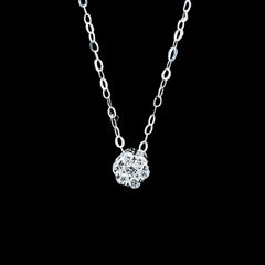 Classic Round Floral Diamond Necklace 14kt