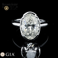 5.01 克拉 N VS2 椭圆形明亮式钻石订婚戒指 18 克拉 GIA