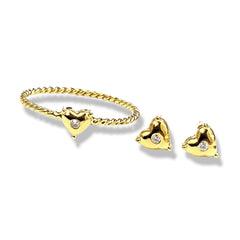 Golden Dainty Heart Diamond Center Jewelry Set 14kt #LoveLVNA