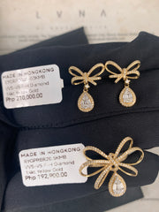 Golden Ribbon Deco Diamond Jewelry Set 14kt