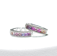 Hoop Pink Sapphire Gemstones Diamond Earrings 14kt