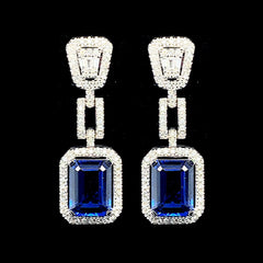 PREORDER | Blue Sapphire Chain Gemstones Diamond Earrings 14kt