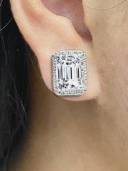 #LVNA2024 | 6.65cts F SI1 Emerald Solitaire Stud Diamond Earrings 14kt IGI Certified