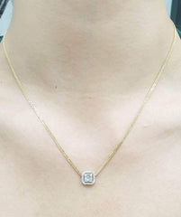 LVNA Unisex Center Bar Solid Gold Diamond Necklace 18kt