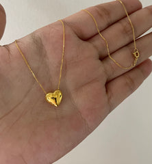 GLD | Golden Heart Necklace Foxtail Chain 18” 18kt