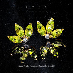 #LVNA2024 |  Golden Peridot Floral Stud Gemstones Diamond Earrings 18kt