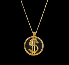 GLD | 18K Golden Dollar Sign Pendant Necklace
