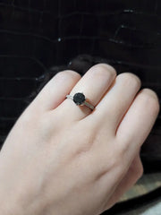 1.42cts Round Black Colored Diamond Engagement Ring 18kt