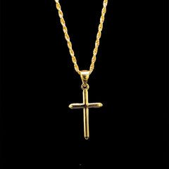 GLD | 18K Golden Religious Cross Necklace 17.5"