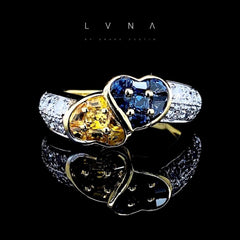 #LoveLVNA | Twin Hearts Citrine & Blue Sapphire Gemstones Diamond Ring 18kt | CLEARANCE BEST