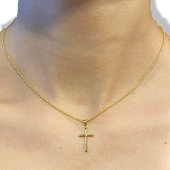 GLD | 18K Golden Religious Cross Necklace 17.5"