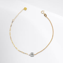 Duo Asscher Bezel Solitaire Diamond Bracelet 18kt