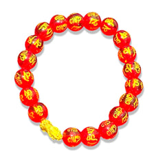 The Vault | 24kt Lucky Piyao Red Gemstones Mantra Bead Bracelet