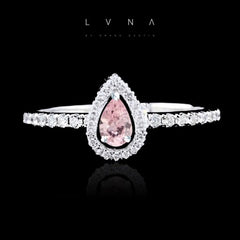 0.42cts Rare Pink Halo Paved Colored Diamond Engagement Ring 18kt