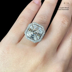 5.4cts D-F, VVS1 Asscher Cut Invisible Setting Diamond Engagement Ring 18kt