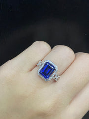 5岁 |蓝色蓝宝石链式钻石戒指 14kt