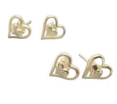 GLD | 18K Double Heart Stud Earrings