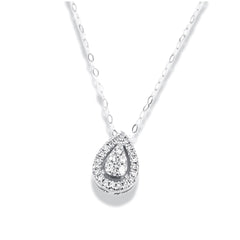 LVNA 선물 | 티어드롭 다이아몬드 목걸이 16-18" 18kt 화이트 골드 체인