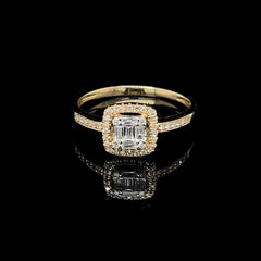 CLEARANCE BEST | Golden Dainty Classic Cushion Diamond Ring 14kt