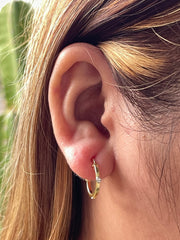 GLD | 18K Golden Designer Inspired Multi-Tone Embossed Hoop Earrings