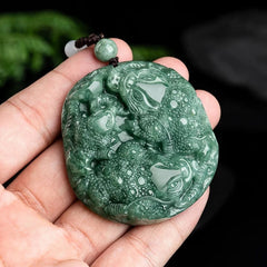 #TheVault | Premium Natural Hand Carved Jadeite Necklace with Myanmar Jade Beaded Long Drop Necklace