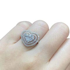 CLEARANCE BEST | Large Heart Halo Paved Diamond Ring 14kt