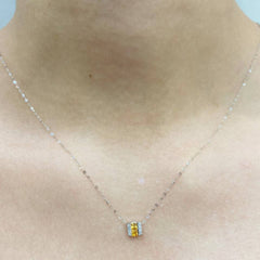 PRICEDROP! | Classic Orange Sapphire Bar Gemstones Diamond Necklace 14kt