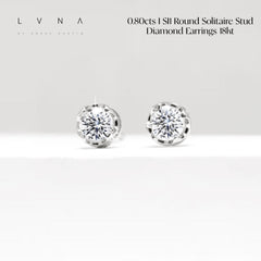 #LVNA2024 | 0.80cts I SI1 Round Solitaire Stud Diamond Earrings 14kt