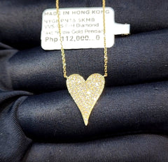 5년 | 라지 골든 하트 다이아몬드 목걸이 14kt