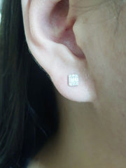 Emerald Stud Diamond Earrings 18kt