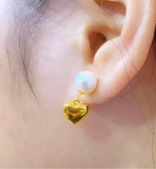 GLD | 18K Hope Pearl w/ Heart Earrings