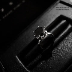 LVNA Signatures | 8.88ct Round Black Colored Diamond Solitaire Diamond Engagement Ring 18kt | Editor’s Pick