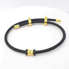GLD | 24K Fortune Mantra Black String Bracelet