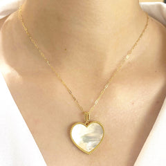 GLD | Large Golden Mother Of Pearl Pendant Necklace 18kt