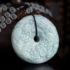 THE VAULT | Natural Myanmar Long Ping An Buckle Hand Carved Jadeite Necklace