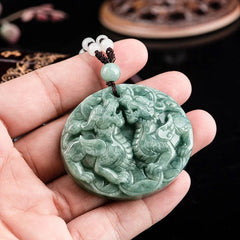 THE VAULT | Genuine Natural Pixiu Hand Carved Jadeite Necklace