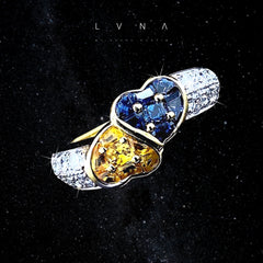 #LVNA2024 |  Twin Hearts Citrine & Blue Sapphire Gemstones Diamond Ring 18kt