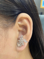 Emerald Deco Dangling Diamond Earrings 18kt