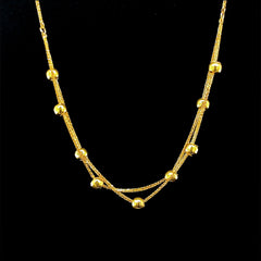 GLD | 18K Golden Beaded Ball Layered Necklace 18”