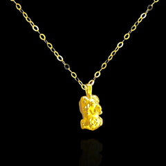 24kt Gold Lucky Charm Pendant Necklace 18” 18kt