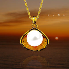 GLD | Golden Dancing Pearl Sea Shell Pendant Necklace 18kt