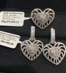 CLEARANCE BEST | Heart Deco Diamond Dangling Jewelry Set 14kt