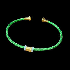 GLD | 24K Lucky Mantra Barrel Wooven Rope Bangle