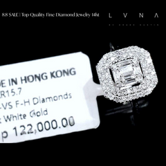 Halo Paved Emerald Diamond Ring 14kt