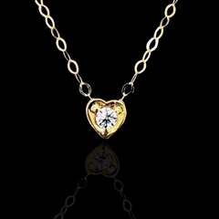10.10 | Gld Golden Dainty Heart Floater Diamond Necklace 16-18 18Kt Chain Necklaces